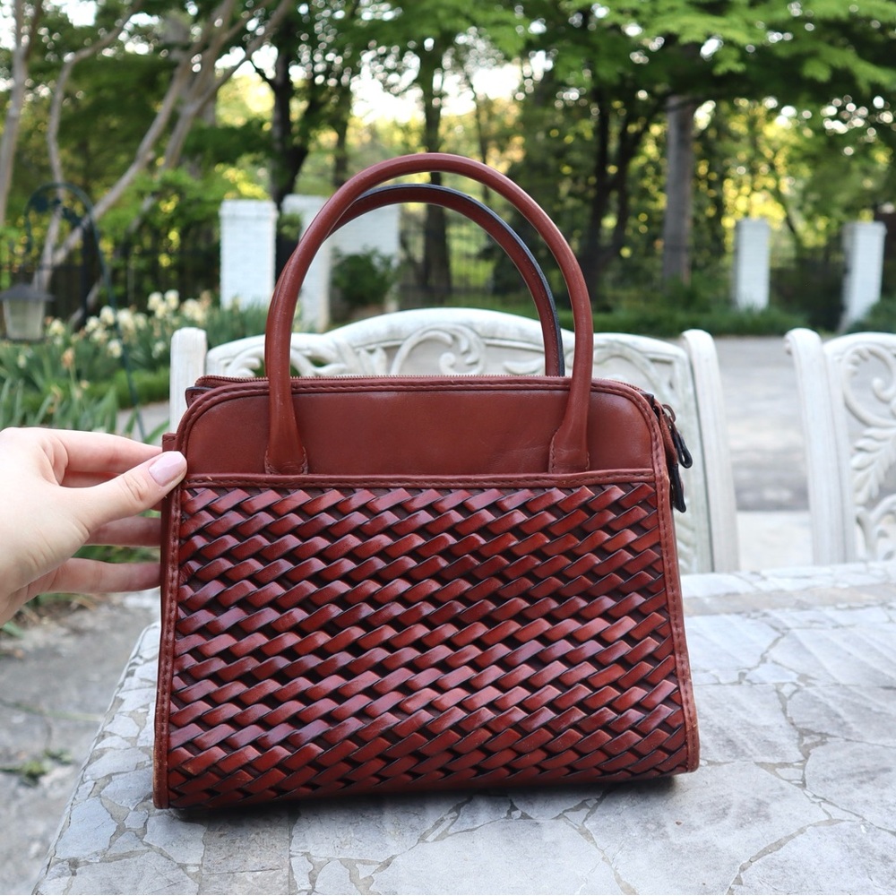 Chic Brown Woven Leather Handbag